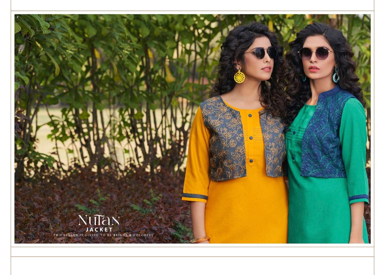 Tunic House Nutan Jacket Series 1221-1226 Sluby Cotton Kurti