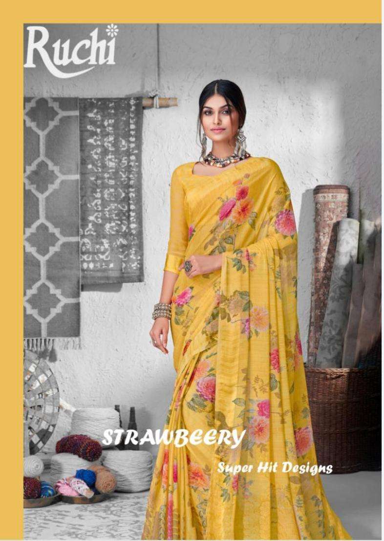 Strawberry Super Hit Design By Ruchi Chiffon Printed Saree