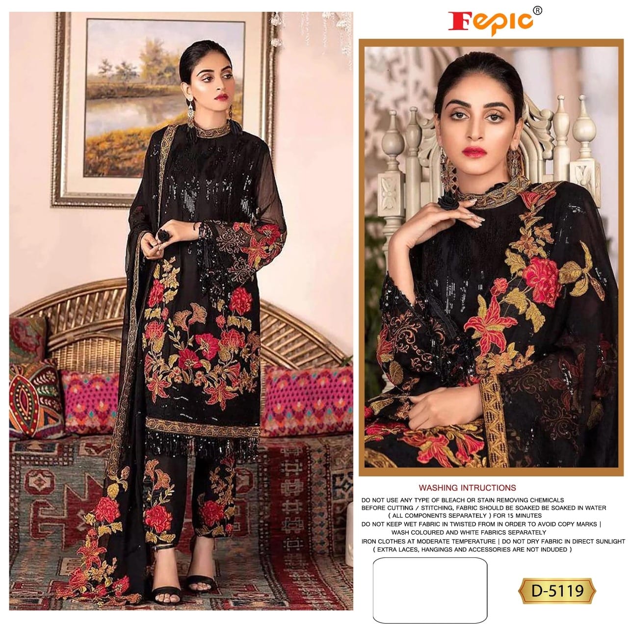 Fepic D-1119 Designer Georgette Suit