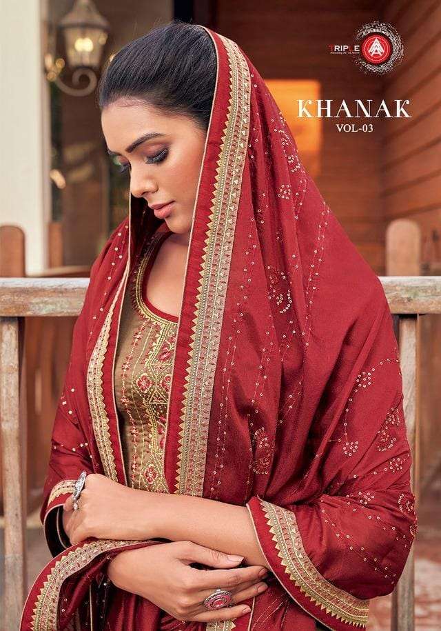 Triple Aaa Khanak Vol-3 Jam Silk Ladies Dress Materials