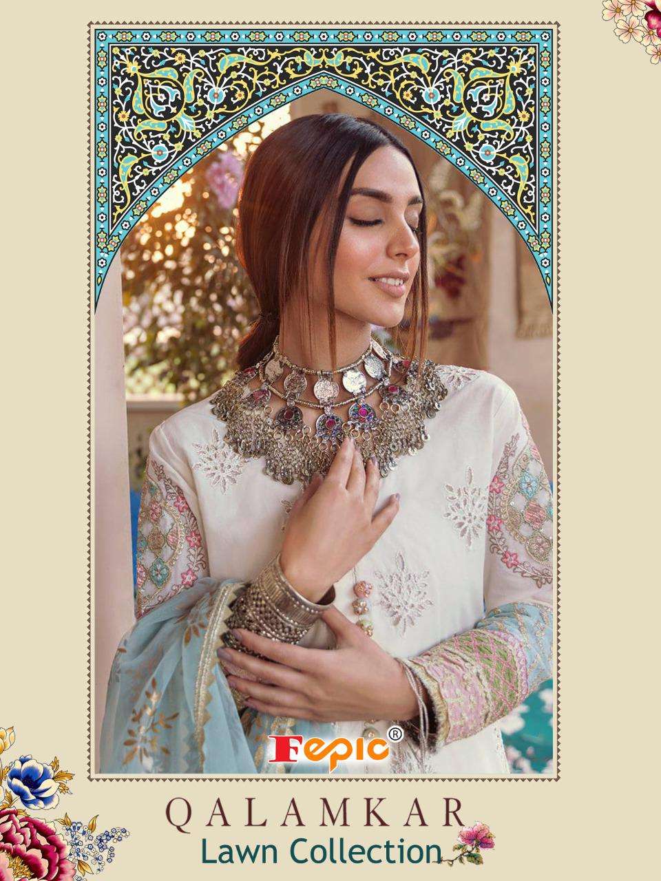 Fepic Qalamkar Lawn Series 5123-5125 Cotton Embroidery Pakistani Suit