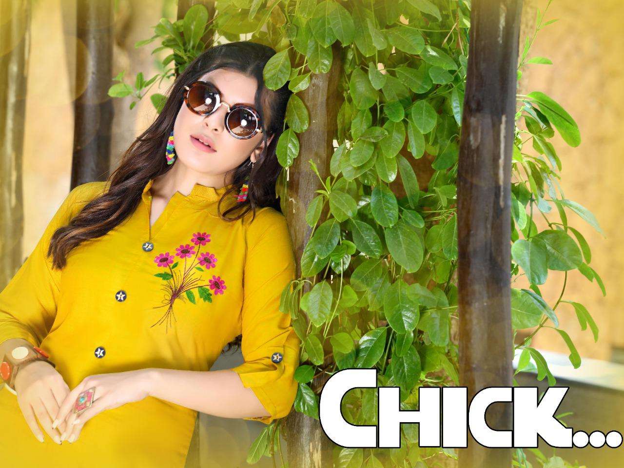 Chick By Trendy Heavy 140 Gm Two Tone Rayon With Embroidered Work Kurti