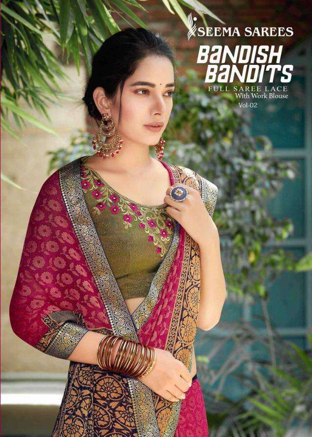 Seema Bandish Bandits Vol 2 Chiffon Brasso Fancy Saree