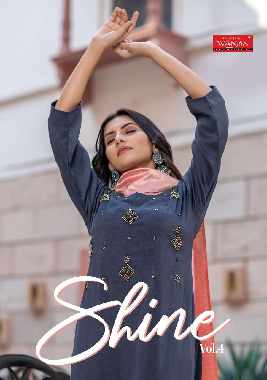 Wanna Present Shine Vol 4 Silk Kurti With Banarasi Dupatta