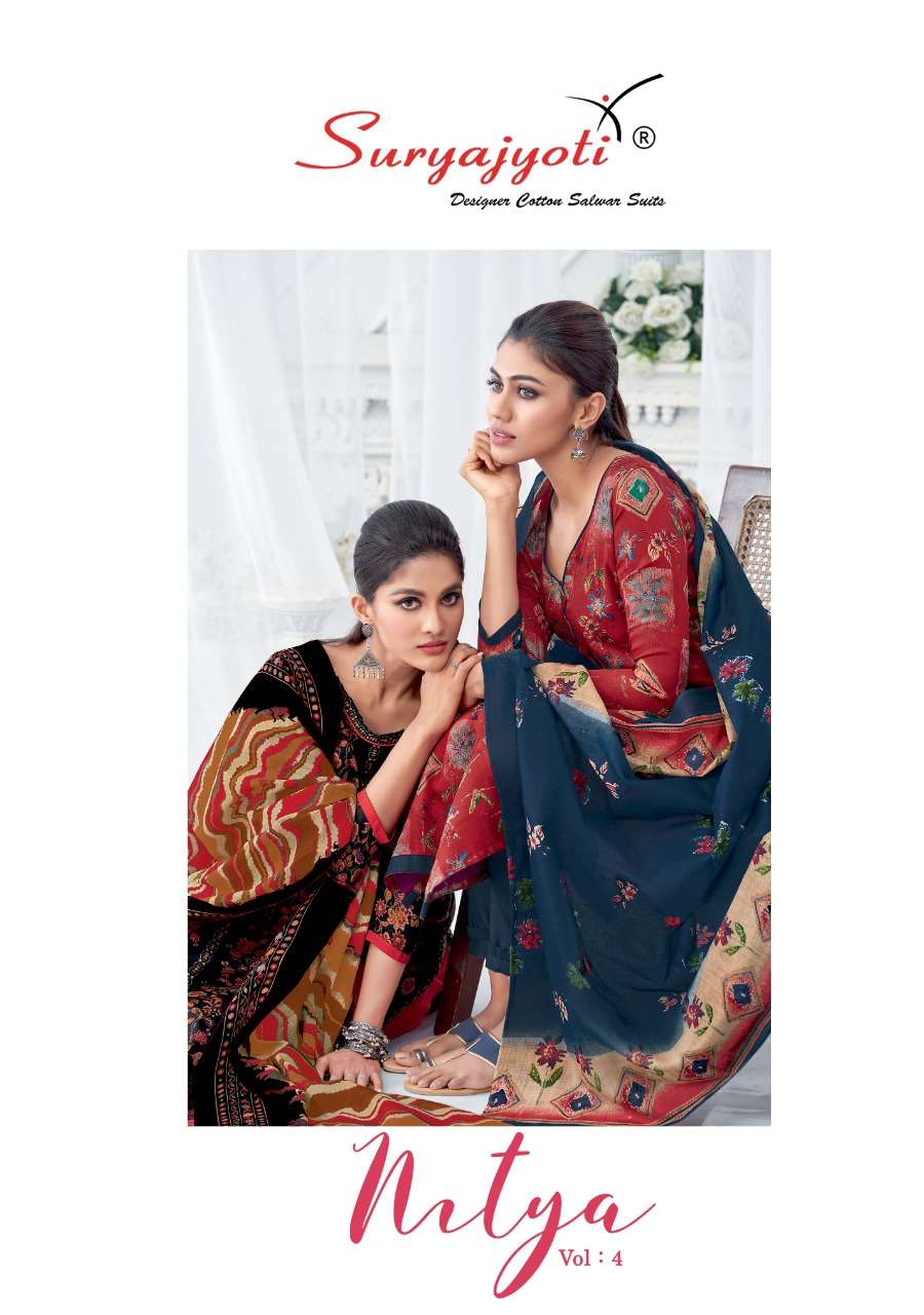 Suryajyoti Nitya Vol-4 Series 4001-4010 Satin Cotton Printed Suit