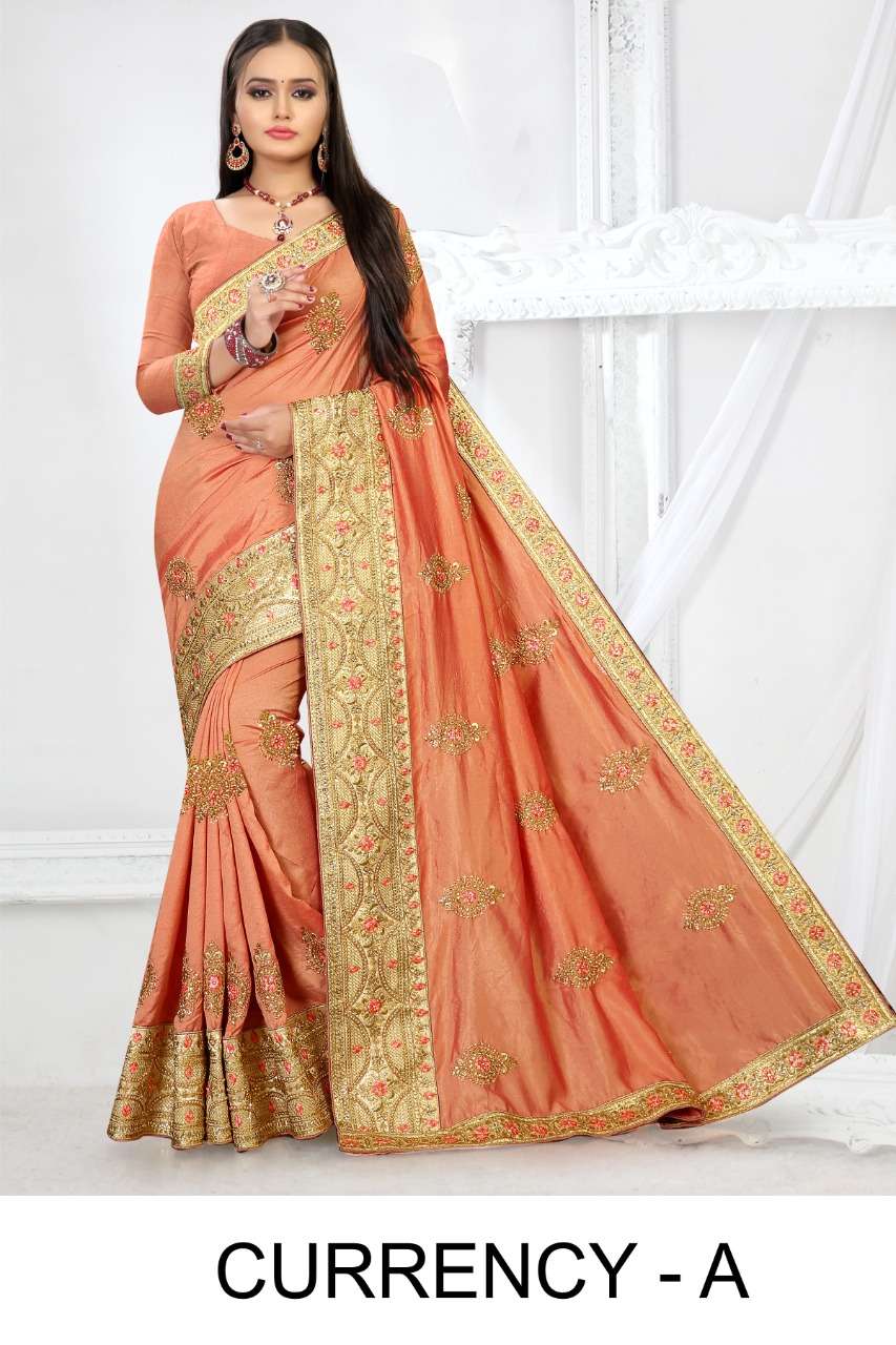 Ranjna Saree Currency Embroidery Worked Heavy Diamond Work Saree