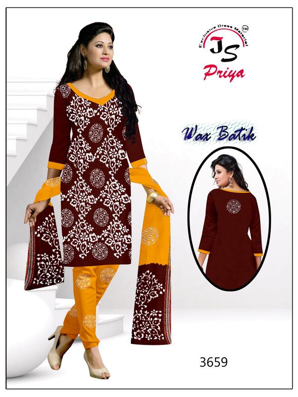 Js Priya Wax Batik Pure Cotton Batik Prints Suit