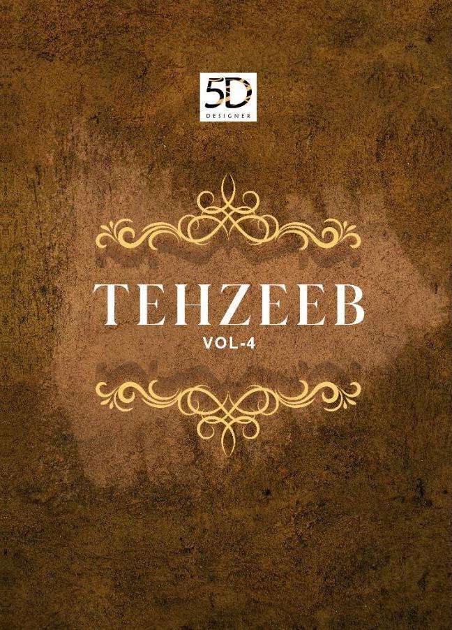 5d Designer Tehzeeb Vol-4 Series 22081-22085 Chiffon Saree