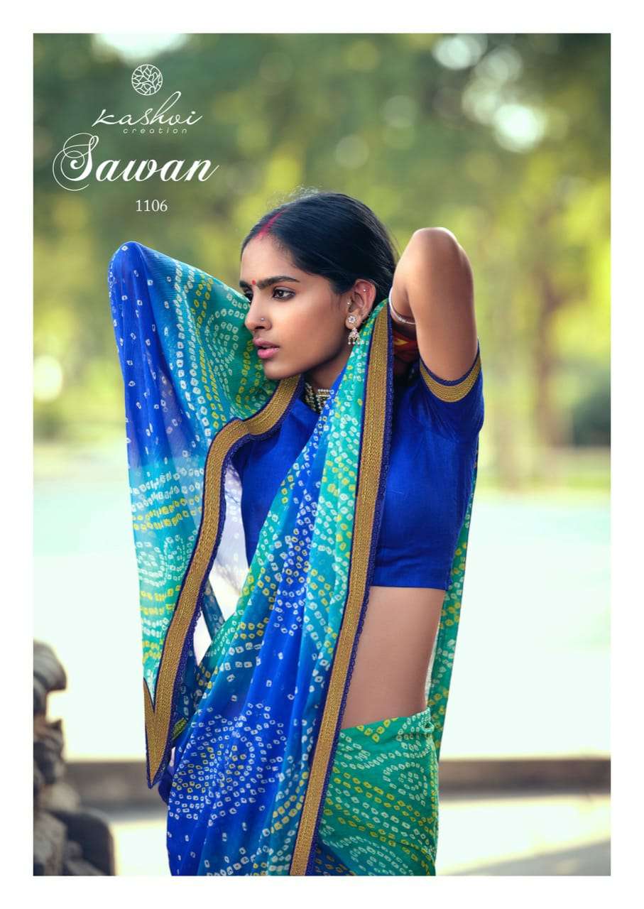 Kashvi Sawan Series 1101-1110 Chiffon Printed Saree