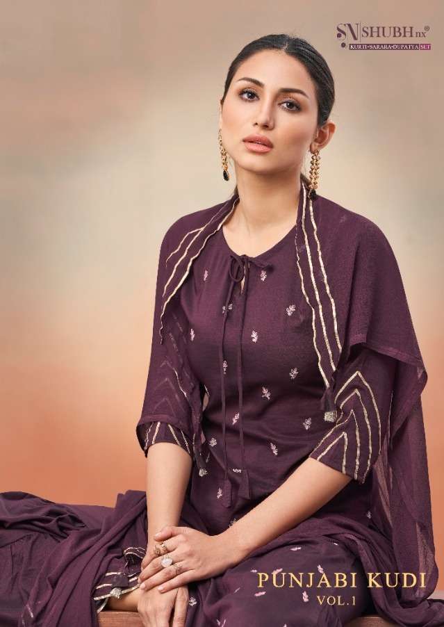 Shubh Nx Punjabi Kudi Chinon Silk Readymade Sarara Suits