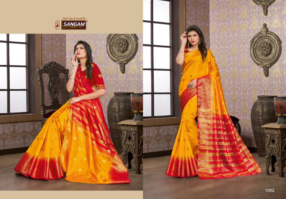 Sangam Prints Saanvi Silk Designer Silk Zari Weaving Saris Wholesaler