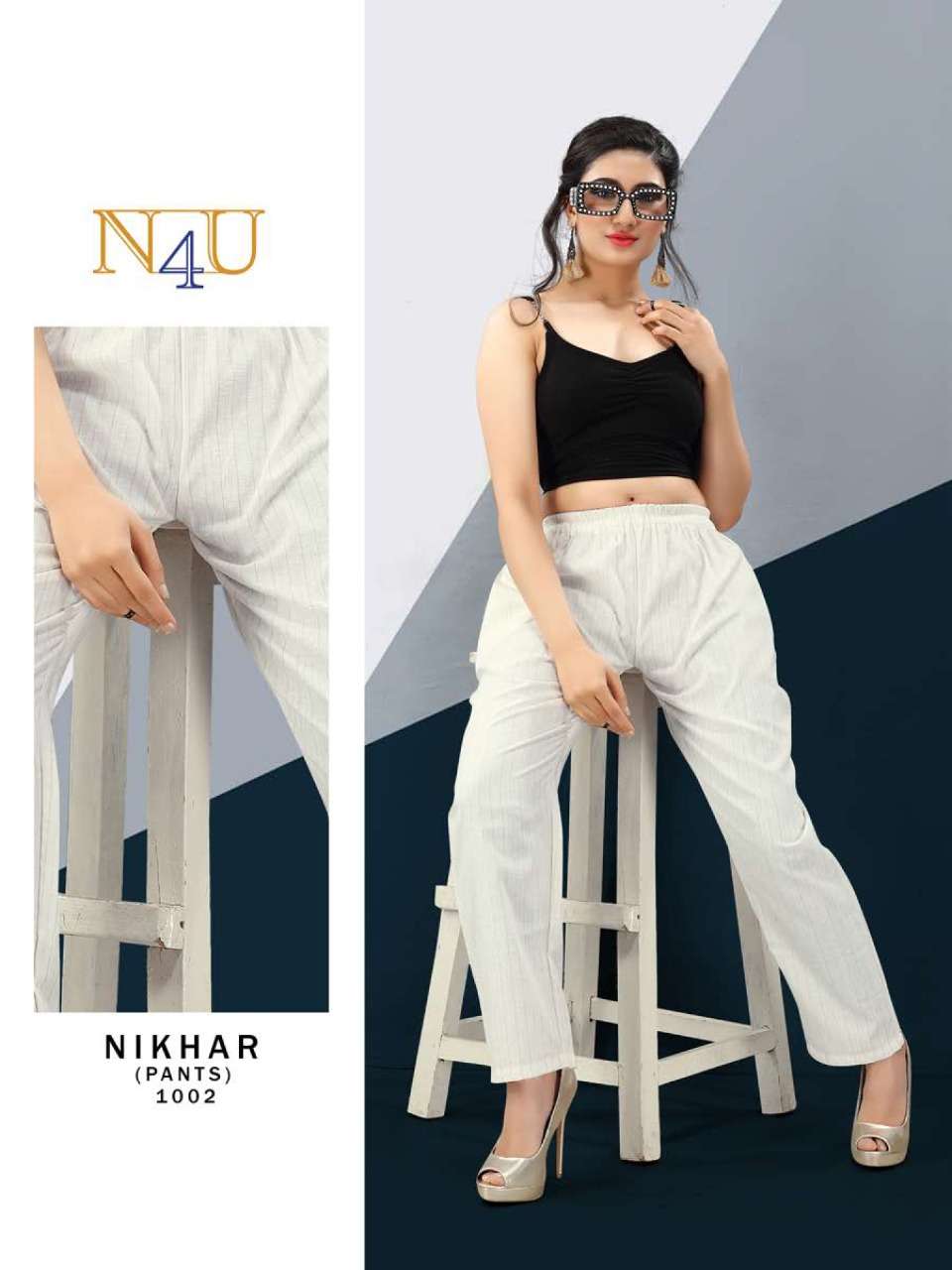 Nikhar Nx By Tunic House Linen Cotton White Pant Collection