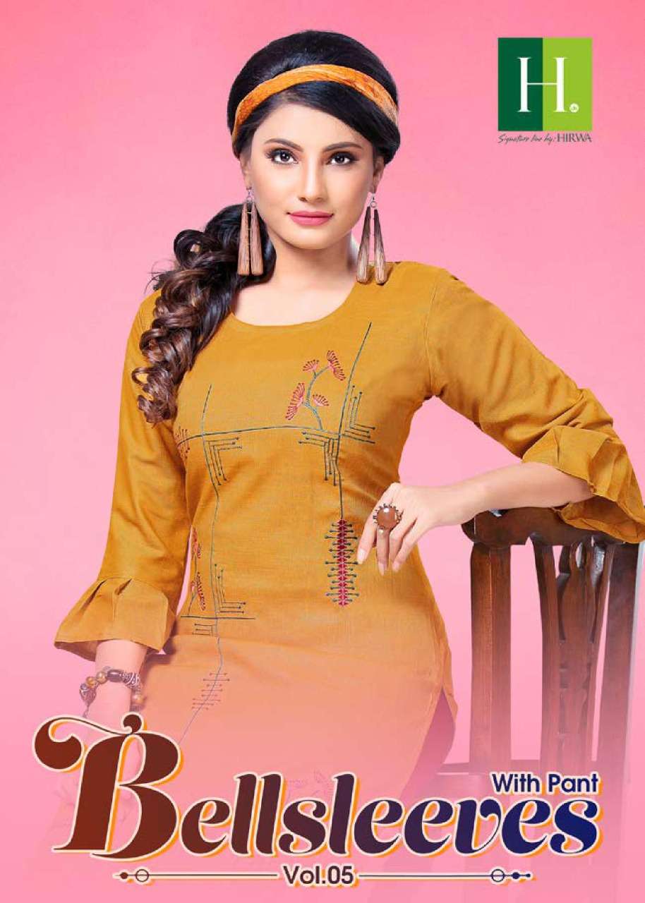 Bellsleeves Vol 5 By Hirwa Rayon Kurti And Pant Collection