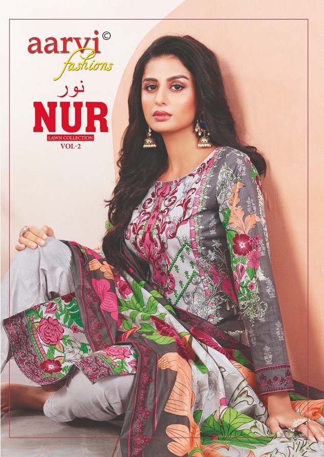 Aarvi Nur Lawn Collection Vol-2 Series 2001-2010 Pure Cotton Lawn Suit