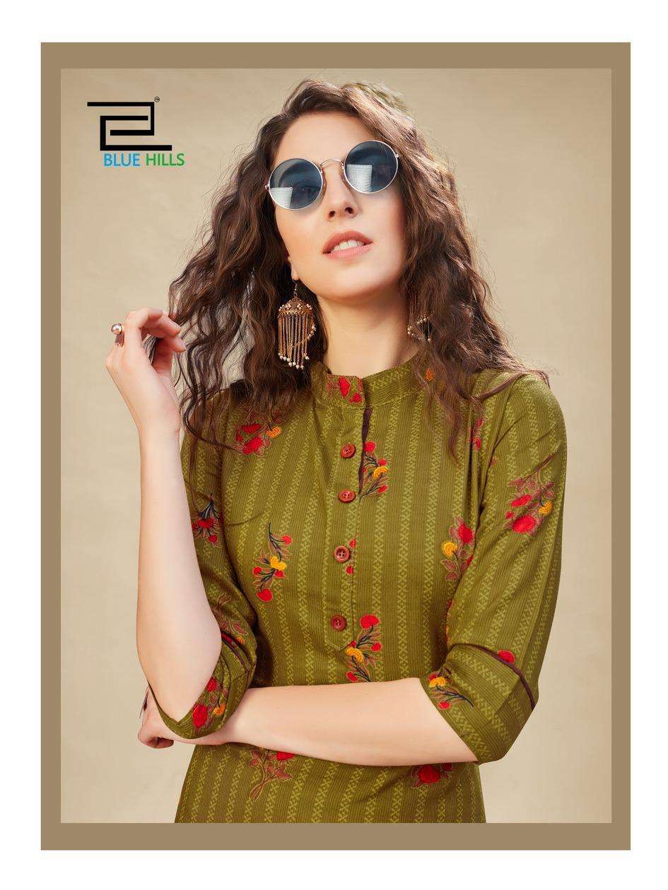 Blue Hills Pari Series 1001-1004 Rayon Printed Formal Kurtis