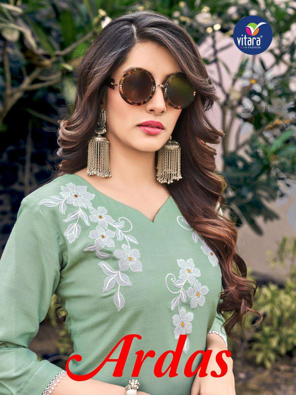 Ardas By Vitara Magic Slub Embroidery Kurti With Pant Supplier