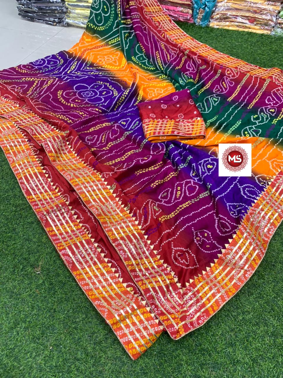 Ms Moss Bandhini Designer Bandhejh Moss Saree