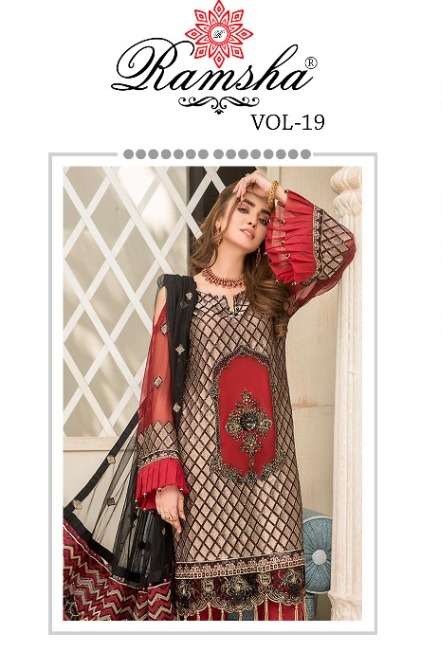 Ramsha Vol 19 Series 339-342 Georgette Embroidery Pakistani Dresse