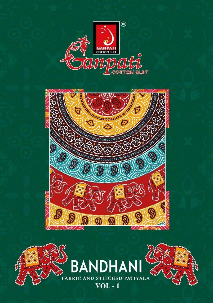 Ganpati Bandhani Vol-1 Series 101-112 Cotton Readymade Suit