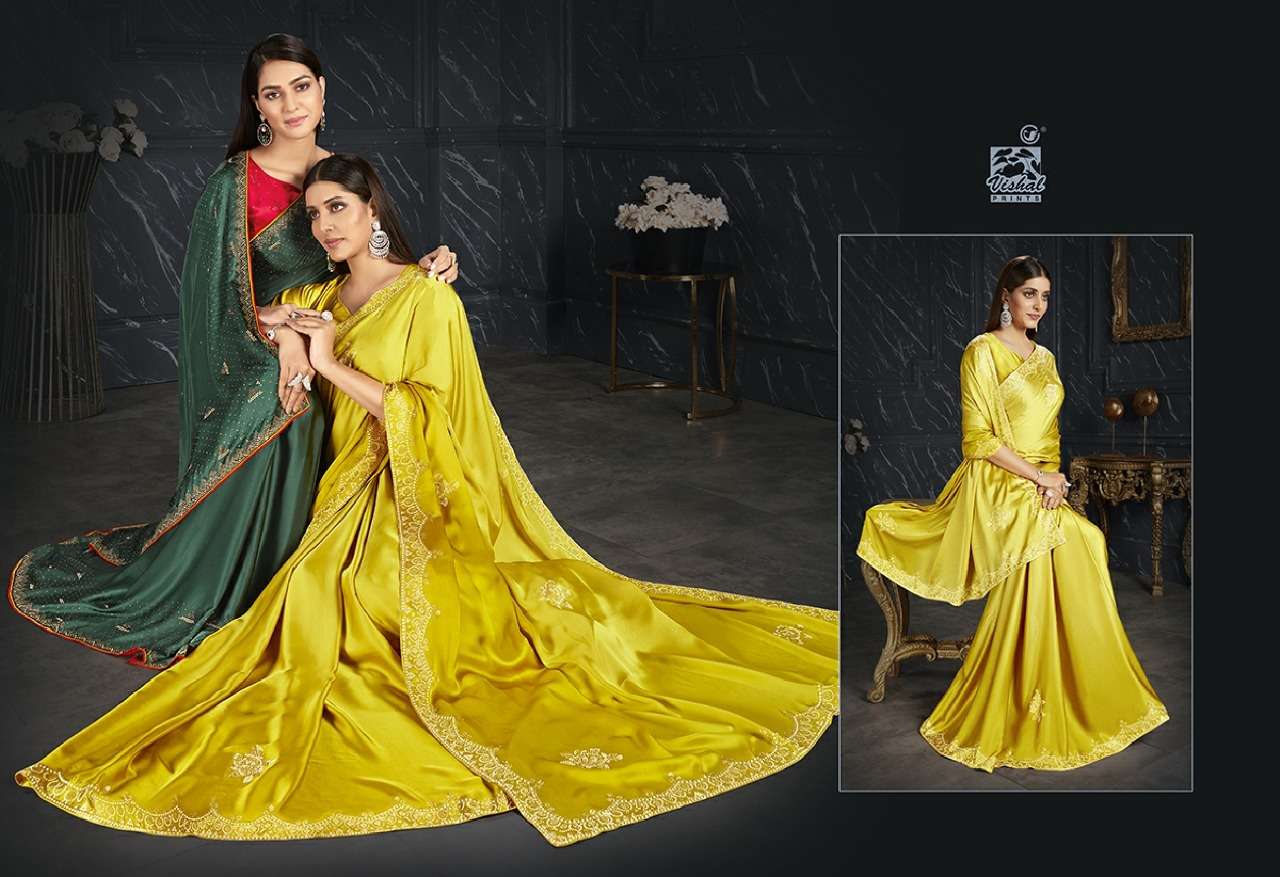 Vishal Prints Damore Vol 20 3609-3626 Series Satin Designer Indian Saris Wholesale Cloth