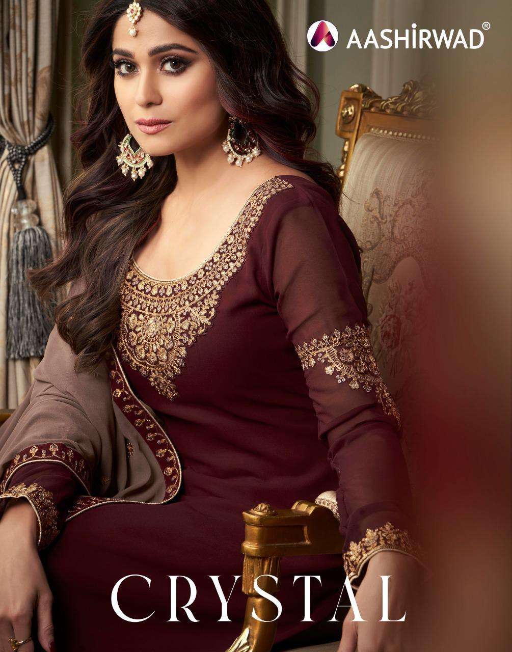 Aashirwad Crystal Series 8429-8433 Georgette Sharara Suits