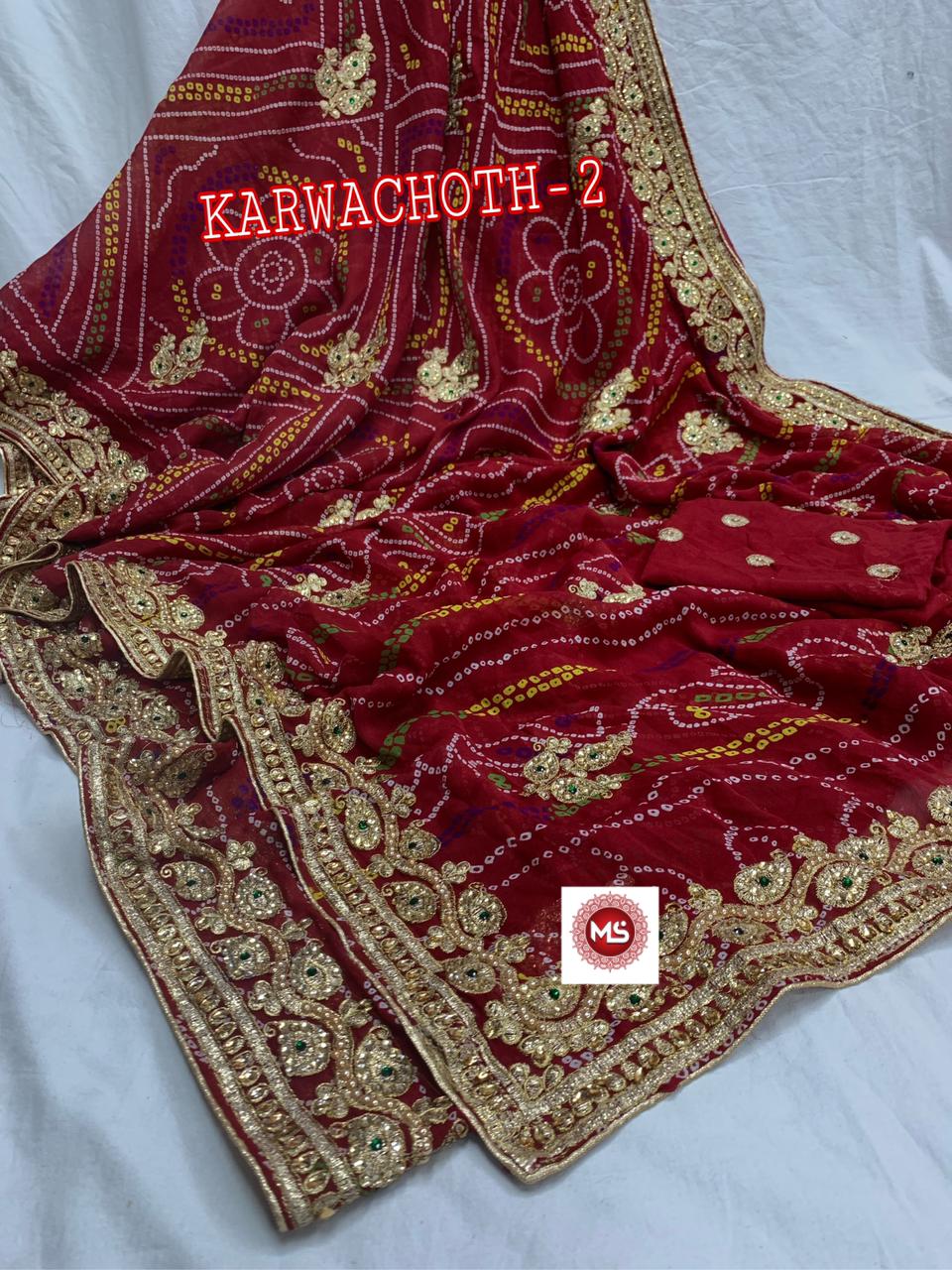 Ms Karwachoth-2 Designer Bandhej Moss Saree