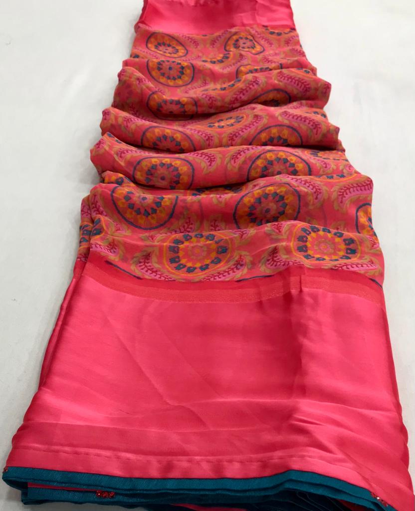 Akira Designer Georgette With Sattin Patta Saree