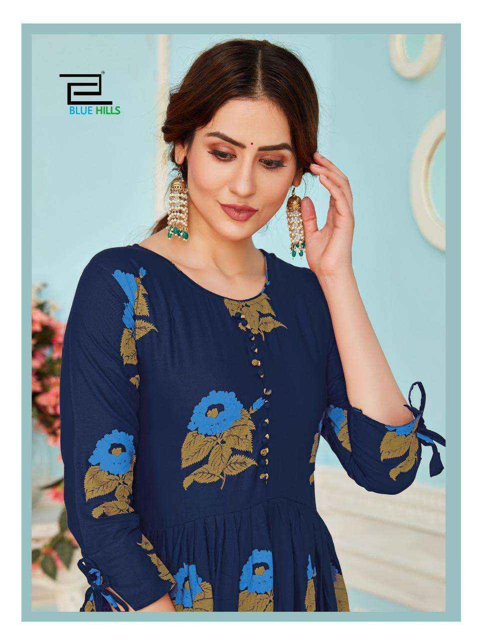 Blue Hills Calendar Vol-3 Series 101-104 Rayon Center Cut Frill Kurtis