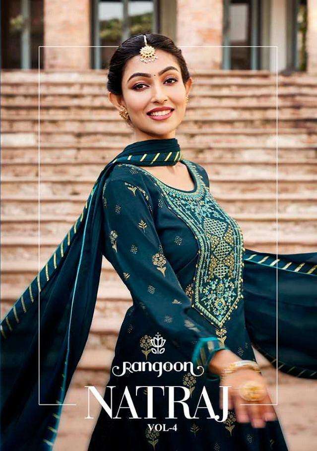 Rangoon Natraj Vol-4 Series 3001-3004 Rayon Embroidery Readymade Suits