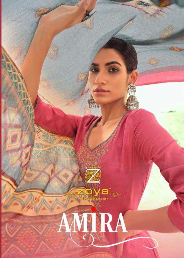 Zoya Amira Series 37001-37009 Cotton Satin Embroidery Suit