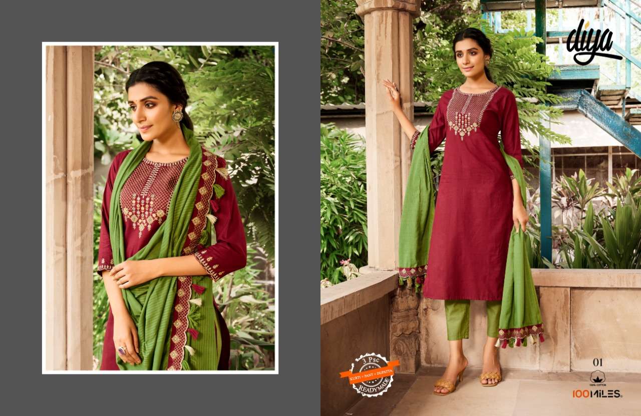 100 Miles Diya Series 01-04 Cotton Readymade Salwar Kameez