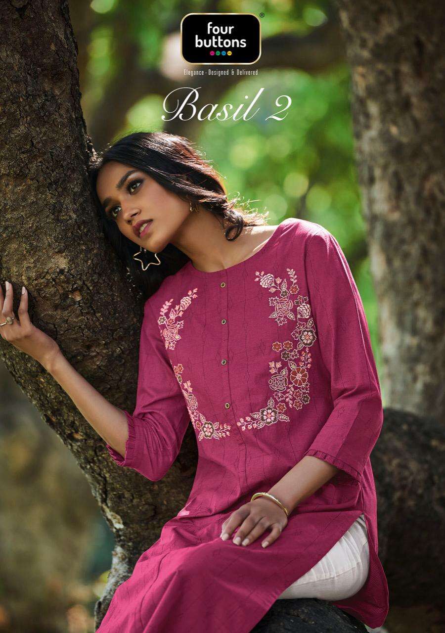 Four Buttons Basil Vol-2 Series 3161-3168 Cotton Kurti