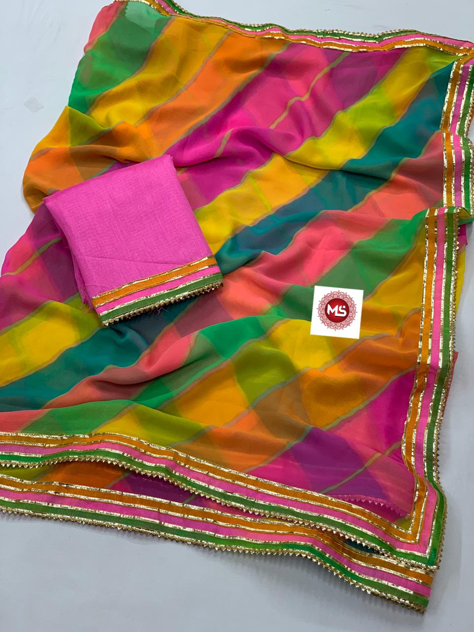 Ms Brand Designer Weightless Lehariya Saree