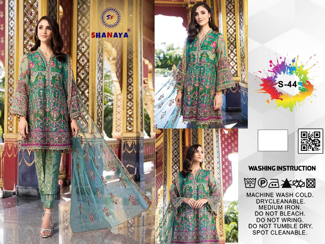 Shanaya Fashion Rose S-44 Designer Heavy Butterfly Net Suit