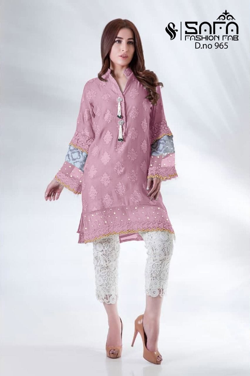 SAFA SF 958 DESIGNER PAKISTANI KURTI WITH CIGARETTE PANTS 