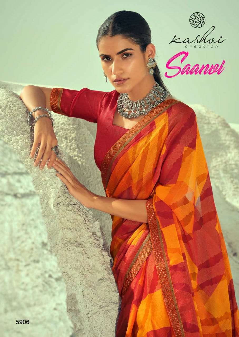 Saanvi By Kashvi Chiffon Brasso Printed Ethnic Sarees