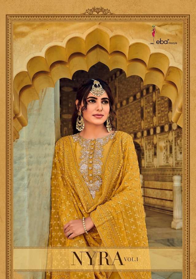 Nyra Vol 1 By Eba Viscose Silk Embroidery Designer Suits