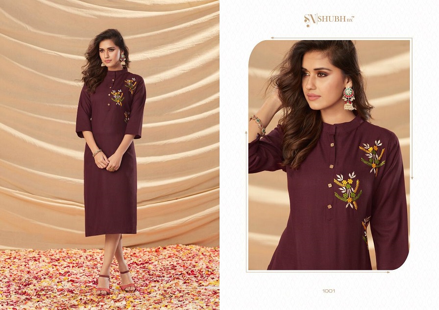 Shubh Nx Amyra Ruby Slub With Embroidery Work Kurti