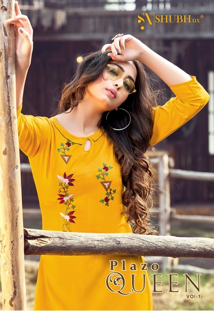 Shubh Nx Plazo Queen Vol-1 Rayon 14kg With Embroidery Work Kurti