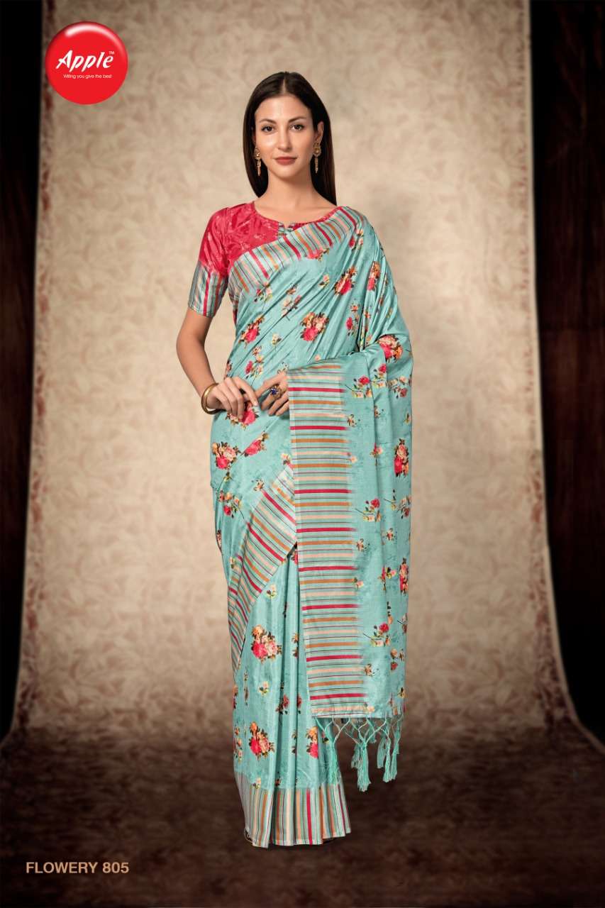 Apple Flowery Vol-8 Series 801-808 Dola Silk Casual Wear Saree