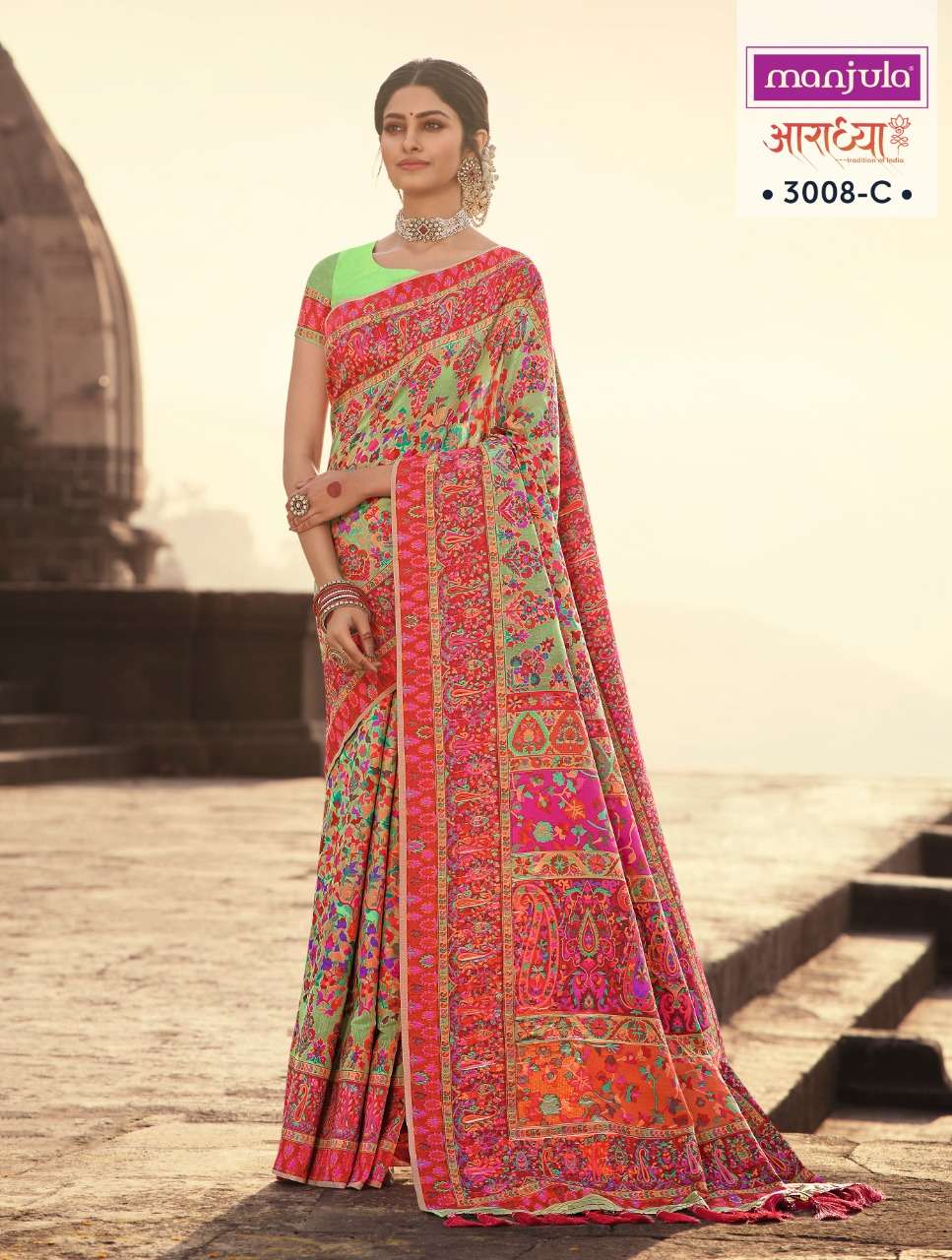 Manjula Aaradhya Series 3007-3008 Banarasi Silk Saree