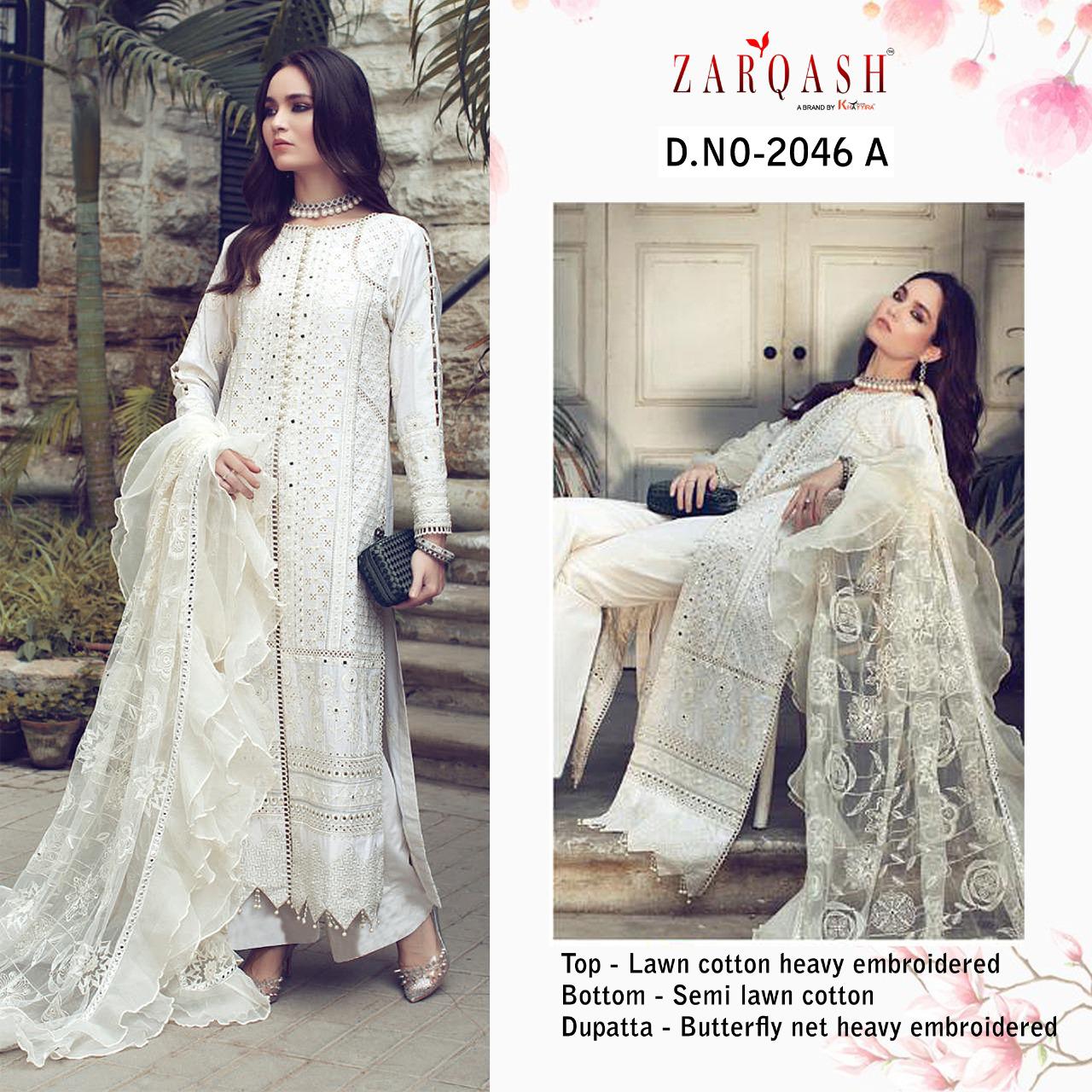 Zarqash Rouche Designer Lawn Cotton Suit