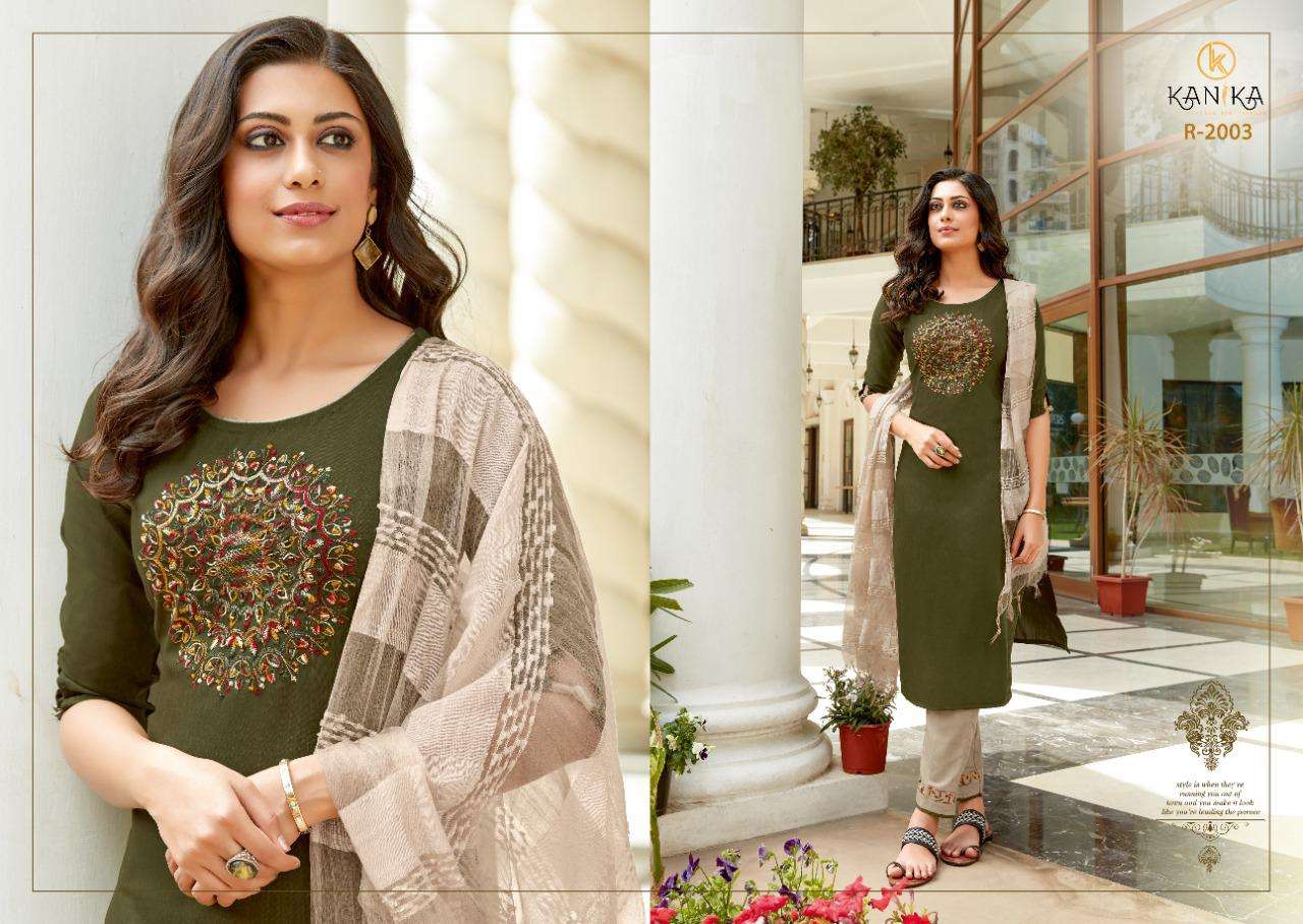 Roohi By Kanika Tesala Slub On Embrodry Work With Handwork Suit