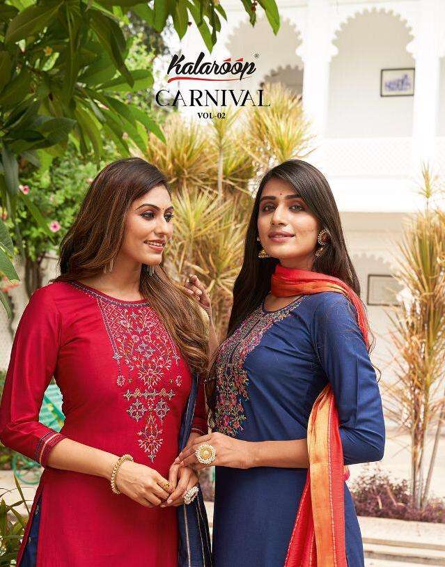 Carnival Vol 2 By Kalaroop Readymade Silk Lehenga Style Suits Supplier