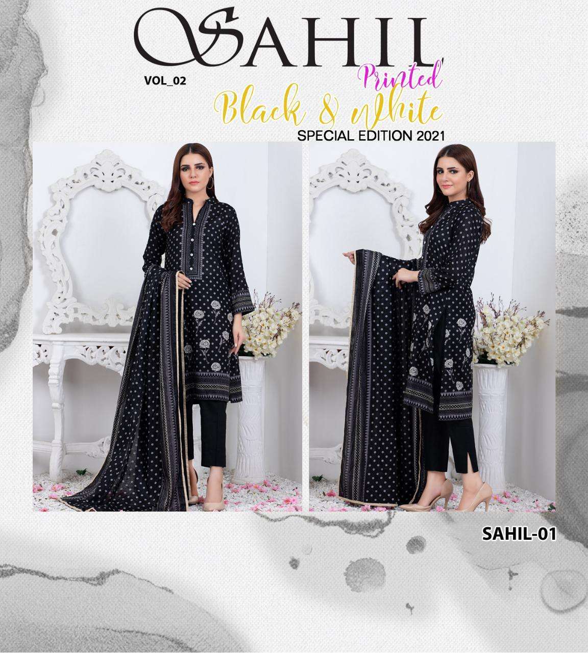 Sahil Black & White Vol 2 By Zs Textiles Lawn Printed Original Pakistani Suits