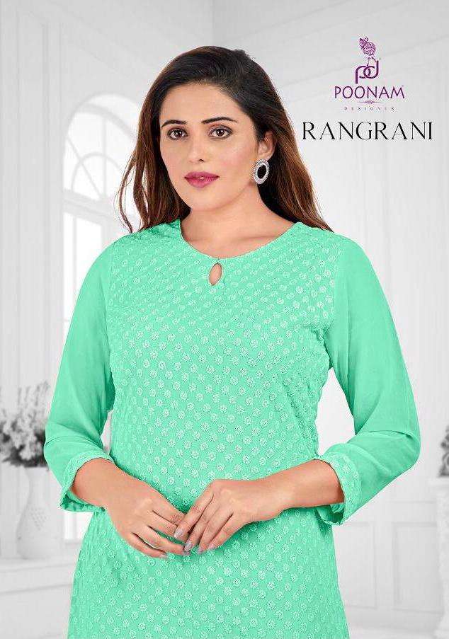 Poonam Rangrani Georgette Chikan Work Casual Kurti