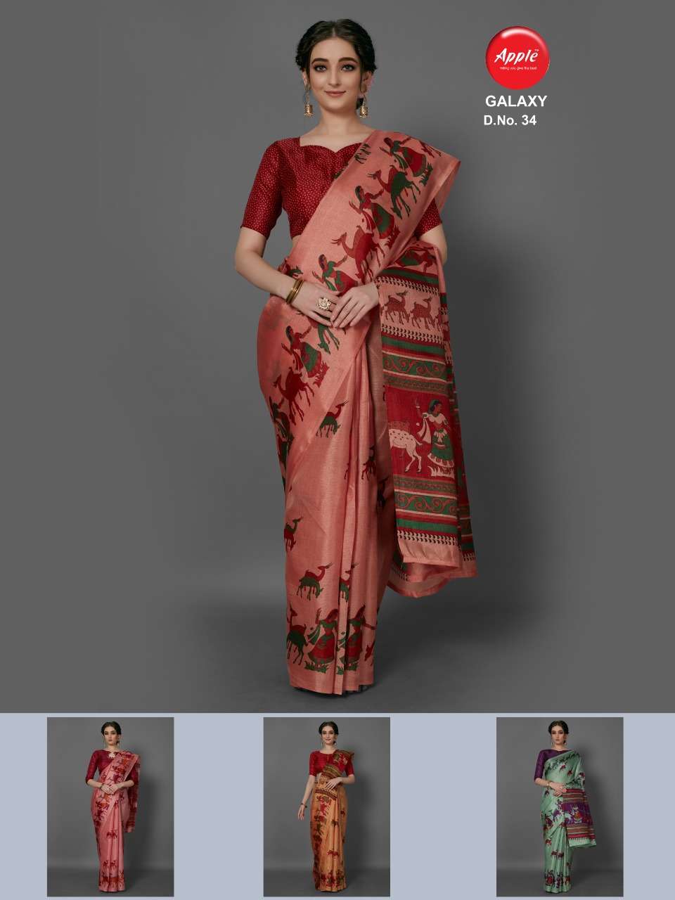 Apple Saree Galaxy Silk Printed Saris With Lowest Price Online