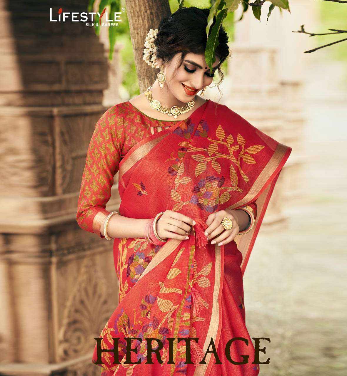 Heritage By Lifestyle Cotton Printed Traditional Wear Sarees