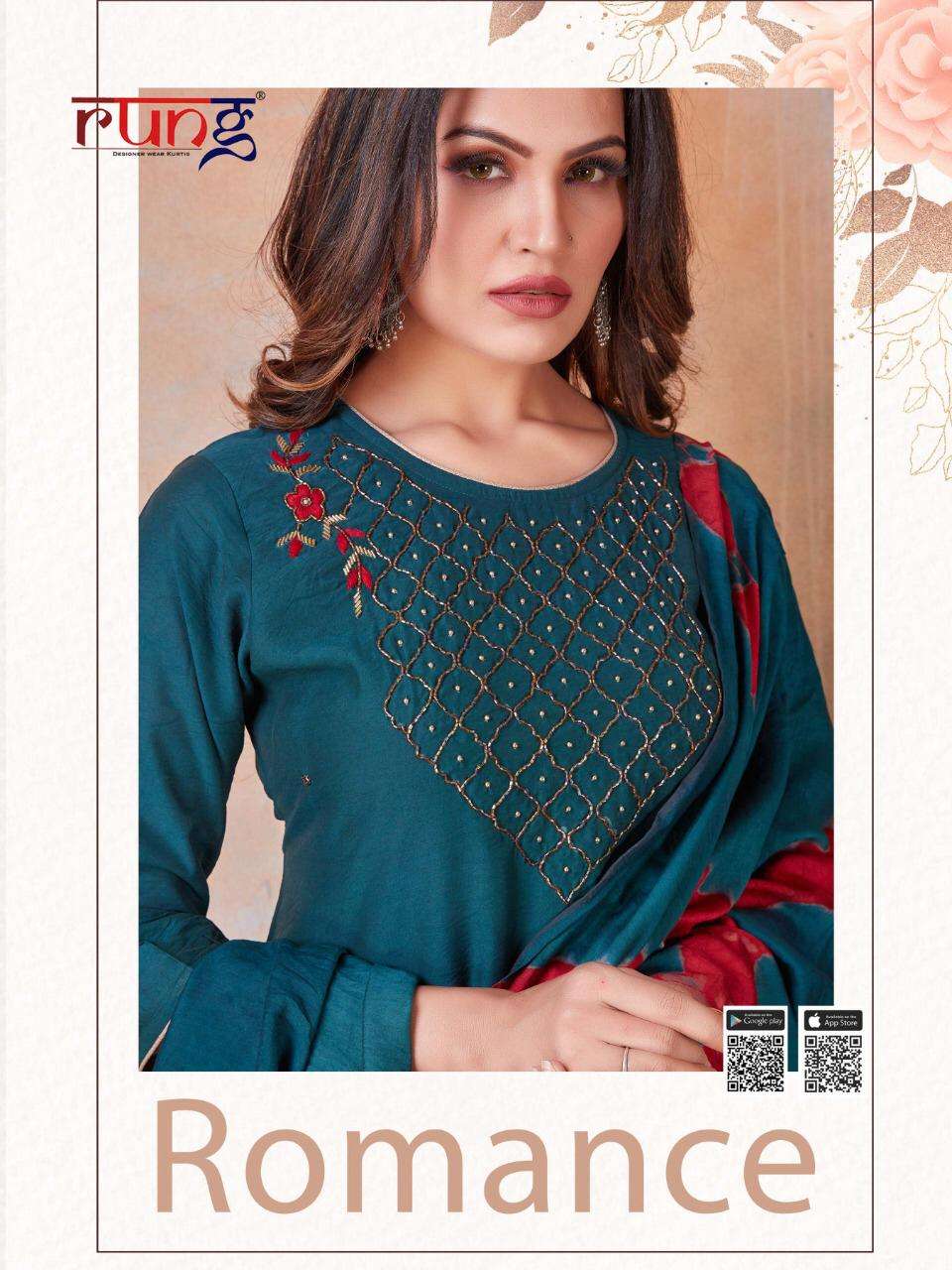 Rung Romance Silk Handwork Kurti With Dupatta Catalogue