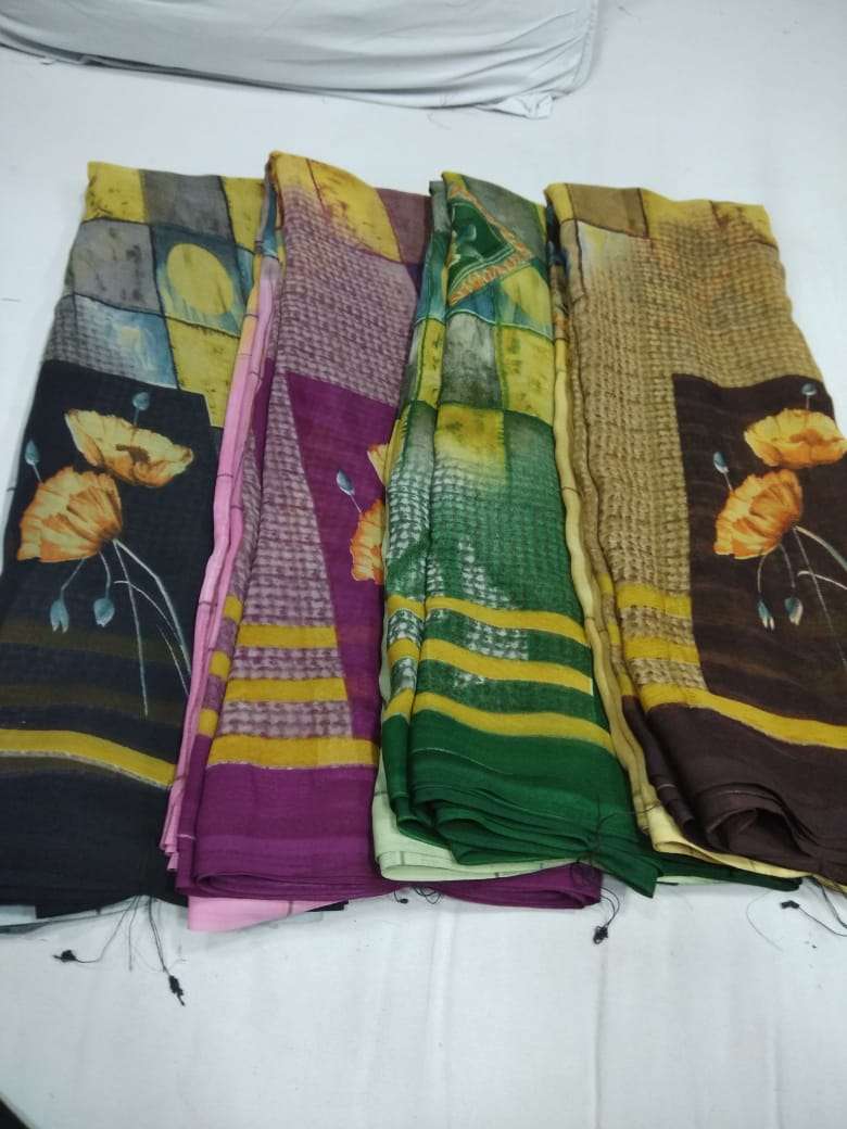 60 Gram Georgette Printed Saris Soft Printed Poonam Saris Wholesaler In Surat